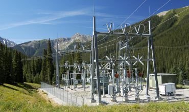 Electrical power substation in a power grid.